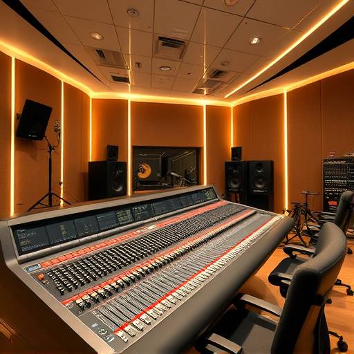 A view of a large format mixing console in one of Harmonic Resonance Studios' control rooms.